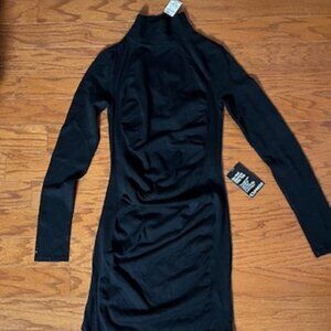 Express Ruched Turtle-Neck Knit Dress Y2K